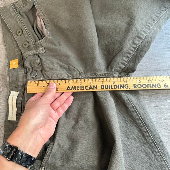 Anthropologie Pilcro Olive Green Pants Jeans with Suspender Buttons 29 Straight - Picture 11 of 14